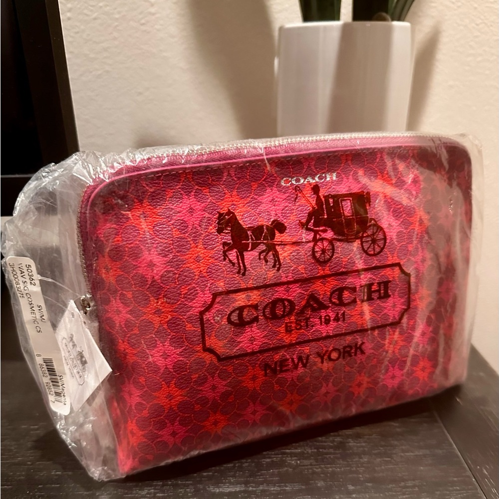 COACH Multicolor Coated Canvas Zip-Around Makeup Bag Cosmetic bag Case